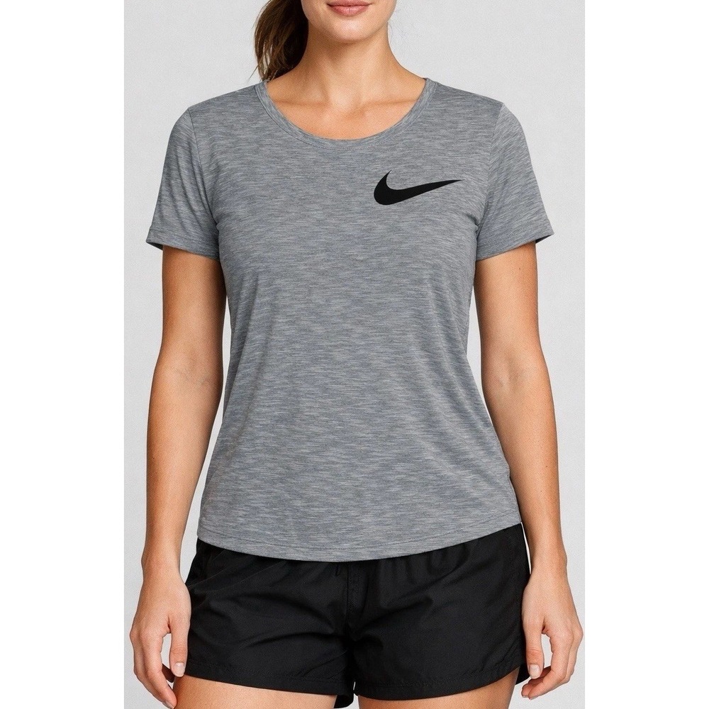 The Nike Tee Women's Sz XL Gray Swoosh Logo Black Dri-Fit T-Shirt